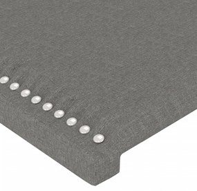 Cabeceira de cama c/ LED tecido 100x5x118/128 cm cinza-escuro