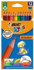 Lápis de Cor Bic Kid Evolution Estojo de 12 Cores Sortidas Mina Ultrarresistente