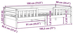 Estrutura de cama 90x190 cm madeira de pinho maciça branco