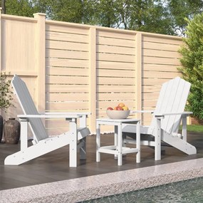 vidaXL Cadeiras de jardim Adirondack com mesa PEAD branco