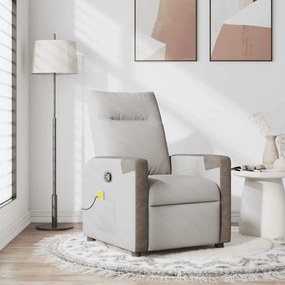 vidaXL Cadeira de massagem reclinável tecido cinzento