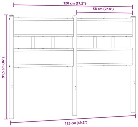 Cabeceira de cama 120 cm deriv. madeira/ferro carvalho fumado