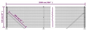 Cerca de malha de arame com flange 1,1x25 m verde