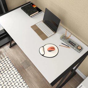 Secretária de Estudo Adelaide - Preto e Branco - 114cm x 60cm x 75cm