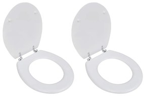 vidaXL Assentos de sanita com tampas 2 pcs MDF branco