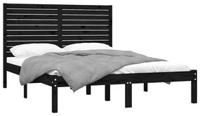Estrutura de cama king 150x200 cm madeira maciça preto