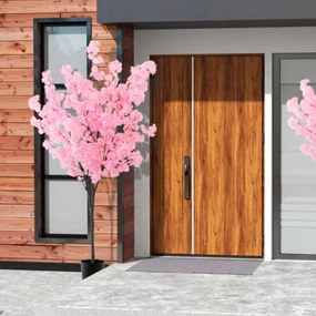 Flor de cerejeira artificial de 190 cm com 900 flores cor-de-rosa, tronco e base em cimento