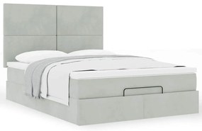 Estrutura de cama otomana com colchões 140x190cm cinzento claro