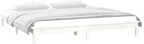 Estrutura de cama c/ LED casal 135x190 cm madeira maciça branco