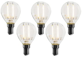Conjunto de 5 lâmpadas LED E14 reguláveis P45 transparentes 3W 250 lm 2700K