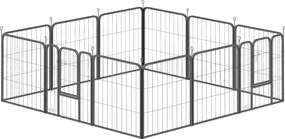 Parque para cães, recinto para cães com 12 painéis, modular e dobrável, em aço, com 2 portas, para cachorros, para interior e exterior, 60 cm de altur