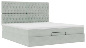 Estrutura cama otomana colchões 180x200cm veludo cinzento claro