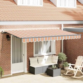 vidaXL Toldo Retrátil Manual Amarelo e Laranja e Branco