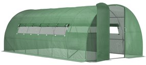 Outsunny Estufa Tipo Túnel 570x292x197cm com Porta e Janelas Estufa de Jardim Grande com Cobertura de PE e Metal Galvanizado para Cultivos de Plantas Verduras Verde