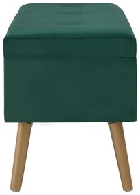 Banco com compartimento de arrumação 80 cm veludo verde