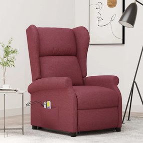Poltrona elevatória de massagens tecido vermelho tinto