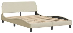 Estrutura de cama sem colchão 140x190 cm tecido cor creme