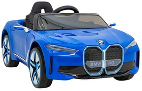 Carro elétrico para Crianças 12V BMW I4 Rodas de EVA, Assento de couro Azul