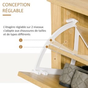 Sapateira sapatos para a entrada, armário para sapatos para a entrada e o corredor - 2 portas basculantes, 2 compartimentos