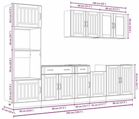 7 peças armário de cozinha conjunto Kalmar branco
