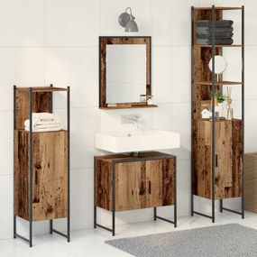 Conjunto de Móveis para Casa de Banho de 4 Peças Madeira Envelhecida
