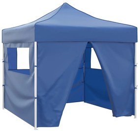 Tenda dobrável 3 x 3 m azul com 4 paredes