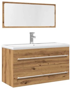 vidaXL 2 pcs móveis de casa de banho deriv. madeira carvalho artisiano