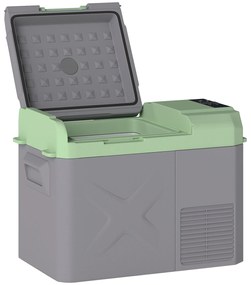 Outsunny Geleira Portátil Elétrica 24,2L -20℃ a +20 ℃ 12V/24V Mini Geleira com Rodas Compressor e Ecrã LED Tátil 60,2x33,4x41,4 cm Cinza e Verde