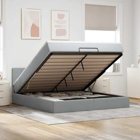 Cama Otomana com colchão & LEDs 180x200cm tecido cinzento claro
