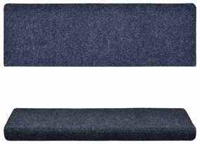 Tapetes de escada 15 pcs 65x21x4 cm tecido agulhado azul