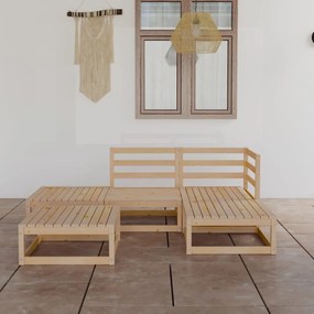 5 pcs conjunto lounge de jardim pinho maciço