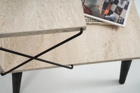 Mesa de Cabeceira Cross – Preto Travertino – 50x55x40 cm