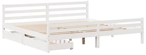Cama sem colchão 180x200 cm madeira de pinho maciça branco