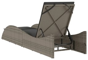 Espreguiçadeira com almofadão 60x205x73 cm vime PE cinzento