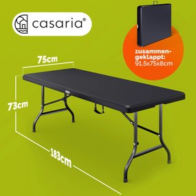 Mesa dobrável em plástico jardim, campismo 183x75x73cm antracite