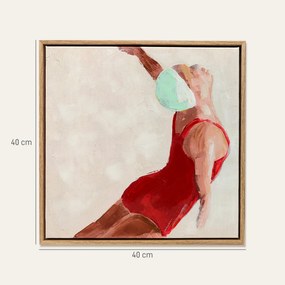 Pinturas em Tela de Figuras Dinâmicas à Mão 40x40 cm 2 Peças Pinturas de Arte de Parede Emolduradas Decoração Moderna Vermelho