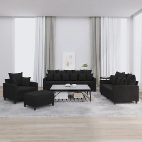 4 pcs conjunto de sofás com almofadões veludo preto
