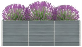 Canteiro elevado de jardim aço galvanizado 240x40x77cm cinzento