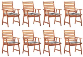 Cadeiras de jantar p/ jardim 8 pcs c/ almofadões acácia maciça