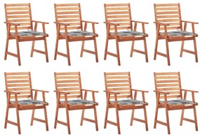 vidaXL Cadeiras de jantar p/ jardim 8 pcs c/ almofadões acácia maciça
