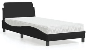 Cama com colchão 80x200 cm tecido preto