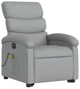 Poltrona elétrica reclinável massagens tecido cinzento-claro