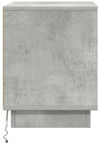 Cômodas de Cabeceira com Luzes LED 2 pcs Cinza Concreto 44x34,5x45 cm