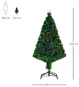 HOMCOM Árvore de Natal Artificial 120 cm Árvore de Natal com Fibra Ópt