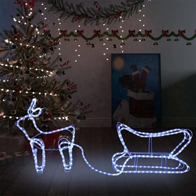 329873 vidaXL Decoração de Natal rena e trenó de exterior 252 luzes LED