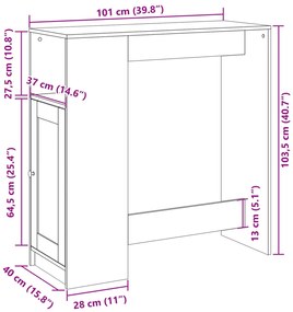 Mesa de bar com prateleiras derivados de madeira branco