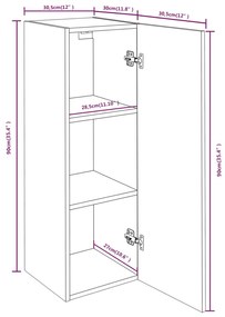 Móveis de TV 2 pcs 30,5x30x90 cm madeira cor carvalho fumado