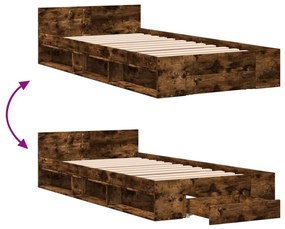 Estrutura de cama c/ gaveta derivados madeira carvalho fumado
