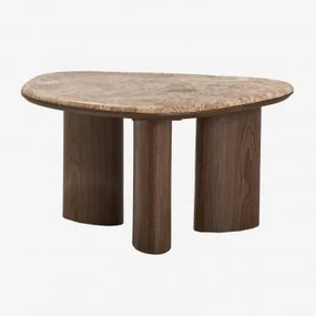 Mesa Auxiliar 75x60 Cm Em Mdf E Mármore Dayana Mármore Castanho Emperador - Sklum