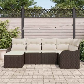 Conjunto de Sofá de Jardim vidaXL 6 Peças com Almofadas Castanho Ratta